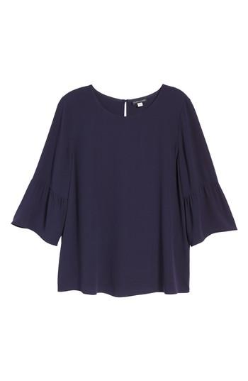 Women's Eileen Fisher Ruffled Sleeve Silk Top - Purple