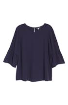 Women's Eileen Fisher Ruffled Sleeve Silk Top - Purple