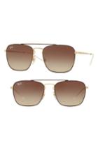 Women's Ray-ban 55mm Metal Aviator Sunglasses - Gold/ Brown