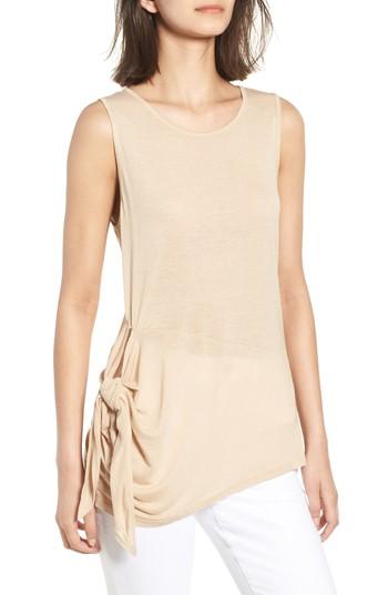 Women's Trouve Side Tie Knit Top, Size - Beige