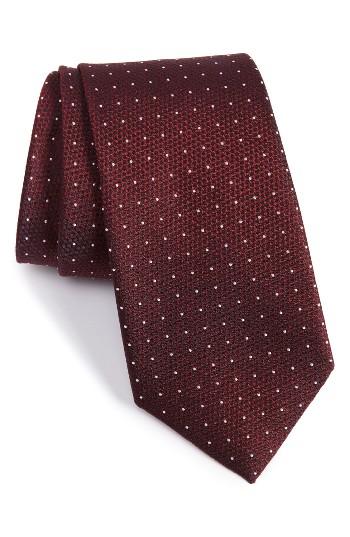 Men's Calibrate Mars Dot Silk Tie, Size - Red