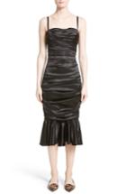 Women's Dolce & Gabbana Ruched Stretch Satin Dress Us / 44 It - Black