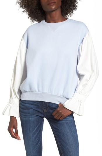 Women's J.o.a. Poplin Sleeve Sweatshirt - Blue