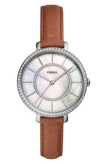Women's Fossil Jocelyn Leather Strap Watch, 36mm