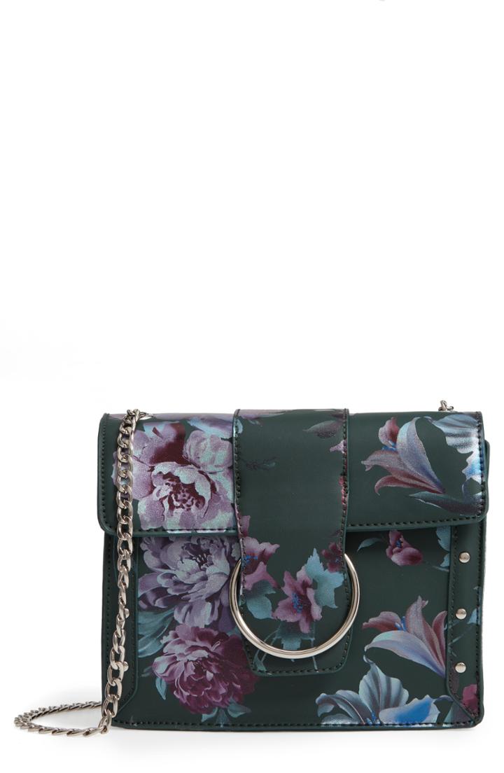Leith Metal Ring Faux Leather Crossbody Bag -