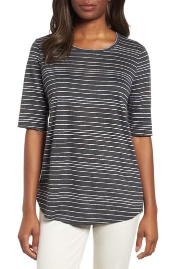Women's Eileen Fisher Stripe Organic Linen Top - Grey