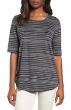 Women's Eileen Fisher Stripe Organic Linen Top - Grey