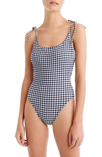 Women's J.crew Tie Shoulder One-piece Swimsuit - Blue