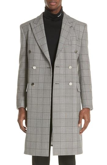 Men's Calvin Klein 205w39nyc Plaid Overcoat Eu - Brown