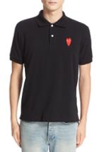 Men's Comme Des Garcons Play Stretch Heart Face Polo - Black