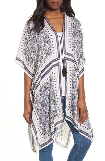 Women's Caslon Print Ruana, Size - White