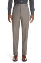 Men's Canali Micro Dot Regular Fit Flat Front Wool Trousers R - Brown