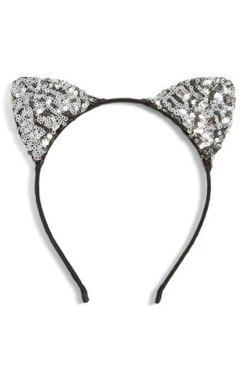 Cara Sequin Cat Ears Headband, Size - Metallic