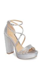 Women's Jewel Badgley Mischka Tara Crystal Embellished Platform Sandal M - Metallic