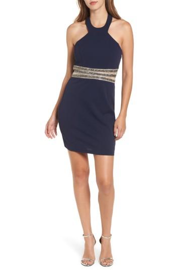 Women's Speechless Embellished Halter Body-con Dress - Blue