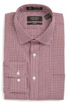 Men's Nordstrom Men's Shop Smartcare(tm) Trim Fit Check Dress Shirt .5 - 32/33 - Burgundy