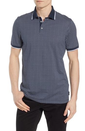 Men's Ted Baker London Pickal Trim Fit Print Polo (s) - Blue