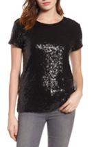 Women's Halogen V-back Sequin Top - Black