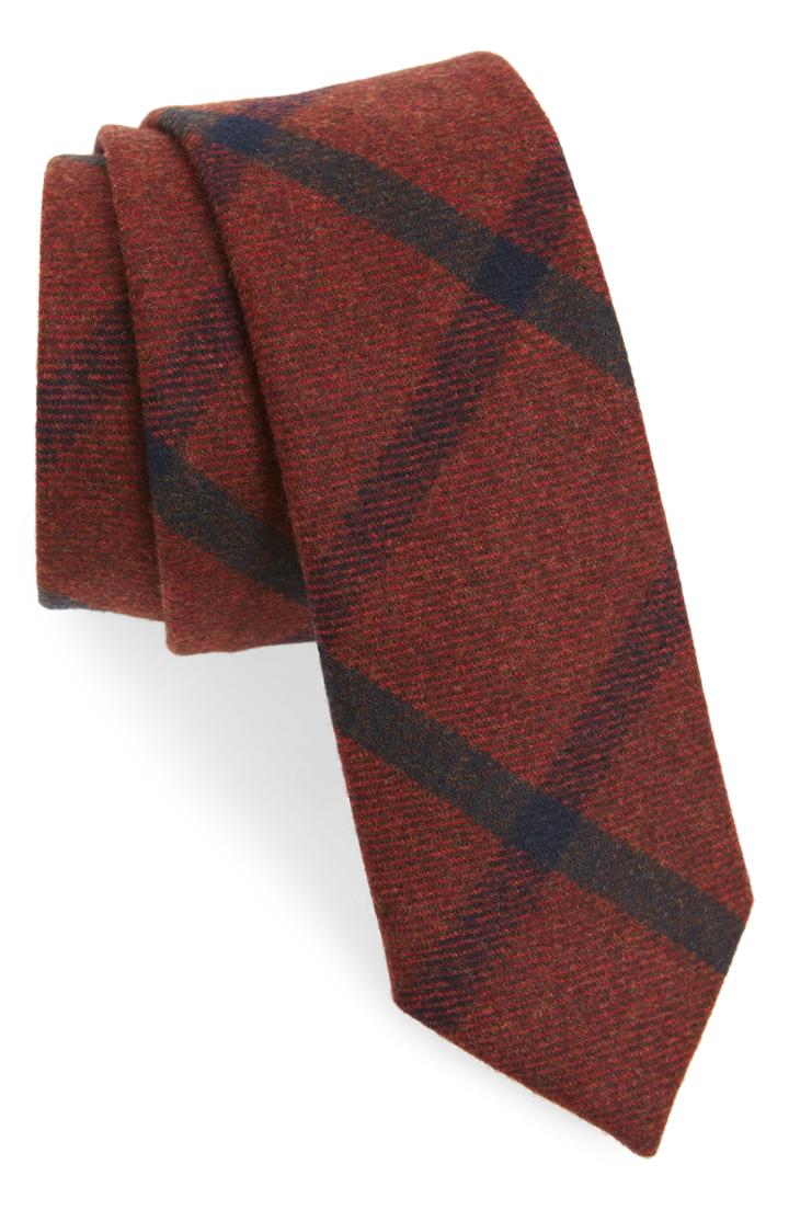 Men's The Tie Bar Mosso Plaid Wool Tie, Size - Red