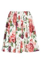 Women's Dolce & Gabbana Peony Print Cotton Poplin Skirt Us / 38 It - White