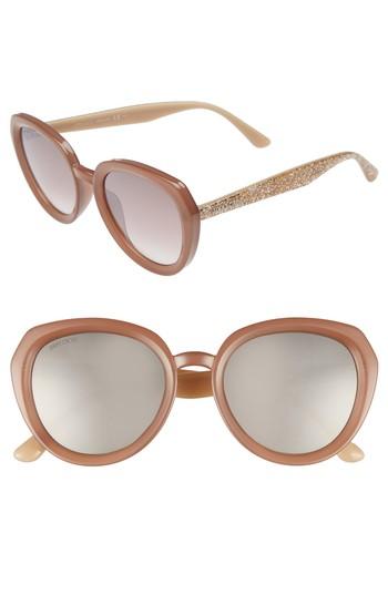 Women's Jimmy Choo Maces 53mm Oversize Sunglasses - Nude Glitter Nude