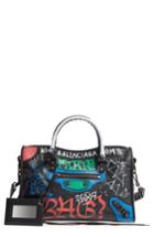 Balenciaga Small Classic City Graffiti Leather Tote - Black