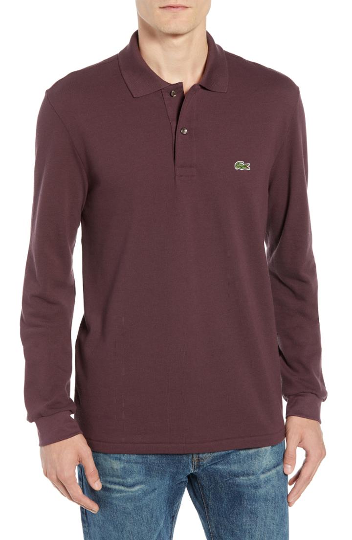 Men's Lacoste Classic Fit Long Sleeve Pique Polo (xl) - Purple