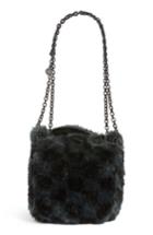 Kendall + Kylie Faux Fur Bucket Bag - Black