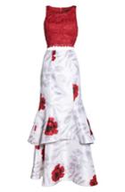 Women's Sequin Hearts Lace & Print Shantung Two-piece Gown - Ivory
