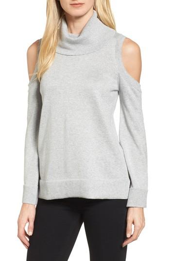 Women's Chaus Metallic Cold Shoulder Cowl Neck Sweater - Metallic