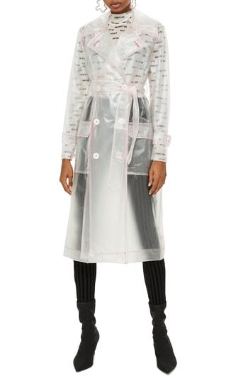 Women's Topshop Frosted Vinyl Mac Trench Coat Us (fits Like 0) - White
