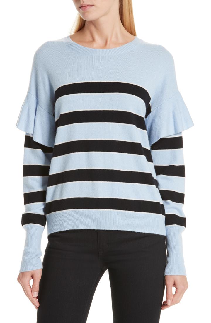 Women's Robert Rodriguez Olivia Ruffle Stripe Sweater - Blue
