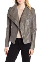 Women's Trouve Drape Front Leather Jacket, Size - Grey
