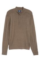 Men's Cutter & Buck Henry Quarter Zip Wool Blend Pullover, Size - Brown