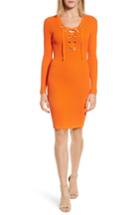Women's Michael Michael Kors Lace-up Ribbed Dress - Orange