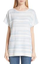 Women's St. John Collection Dropped Lines Open Stitch Sweater - Blue