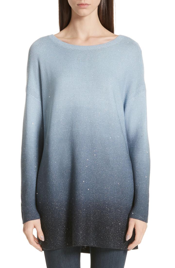 Women's Lafayette 148 New York Sequin Ombre Silk Blend Tunic - Blue