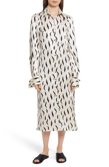 Women's Joseph Cassidy Long Zebra Silk Dress Us / 38 Fr - Ivory