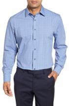 Men's Nordstrom Men's Shop Tech-smart Traditional Fit Stretch Check Dress Shirt .5 32/33 - Blue/green