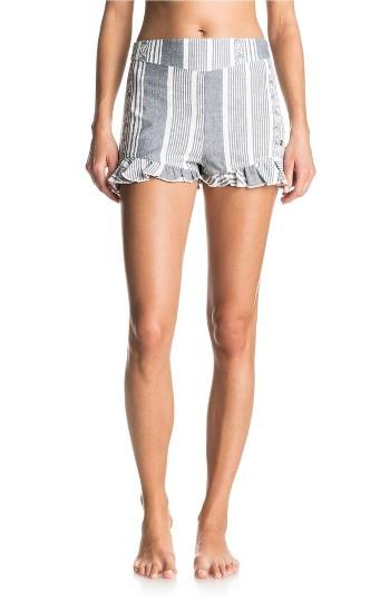 Women's Roxy All Perfect Cotton Ruffle Hem Shorts - Blue