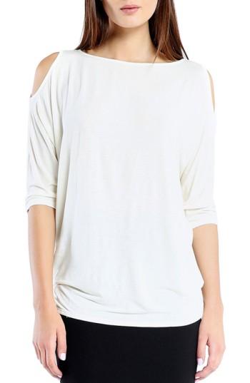 Petite Women's Michael Stars Cold Shoulder Tee, Size - White