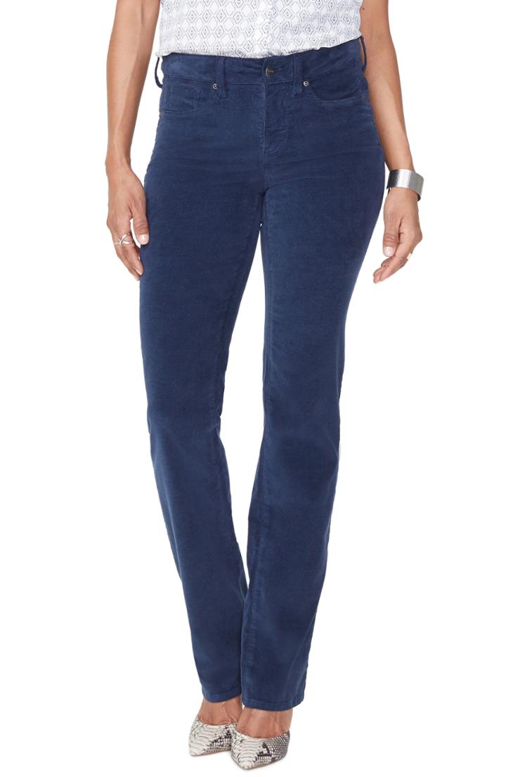Women's Nydj Marilyn Straight Leg Velveteen Pants - Blue