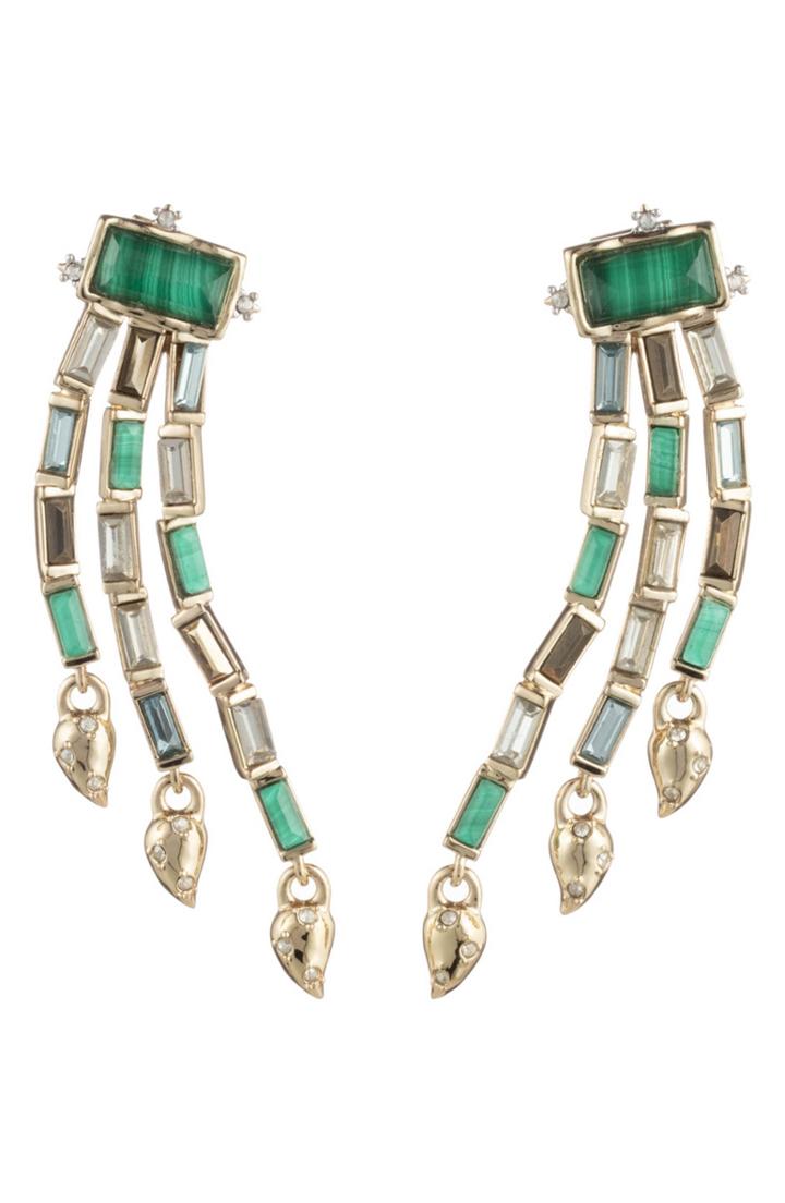 Women's Alexis Bittar Retro Gold Fancy Baguette Sculptural Earrings