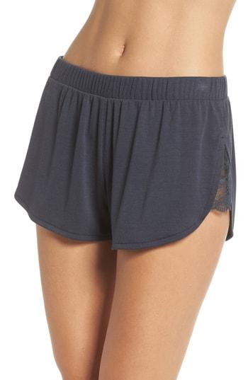 Women's Honeydew Intimates Lace Trim Ribbed Pajama Shorts - Blue