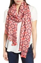 Women's Kate Spade New York Floral Mosaic Silk Scarf, Size - Pink