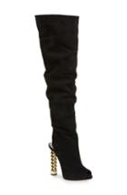 Women's Giuseppe Zanotti X Rita Ora Chain Heel Over The Knee Boot M - Black