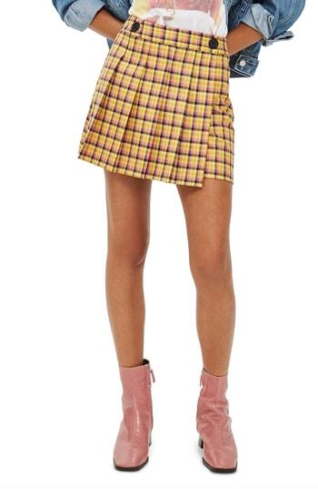 Women's Topshop Check Kilt Miniskirt