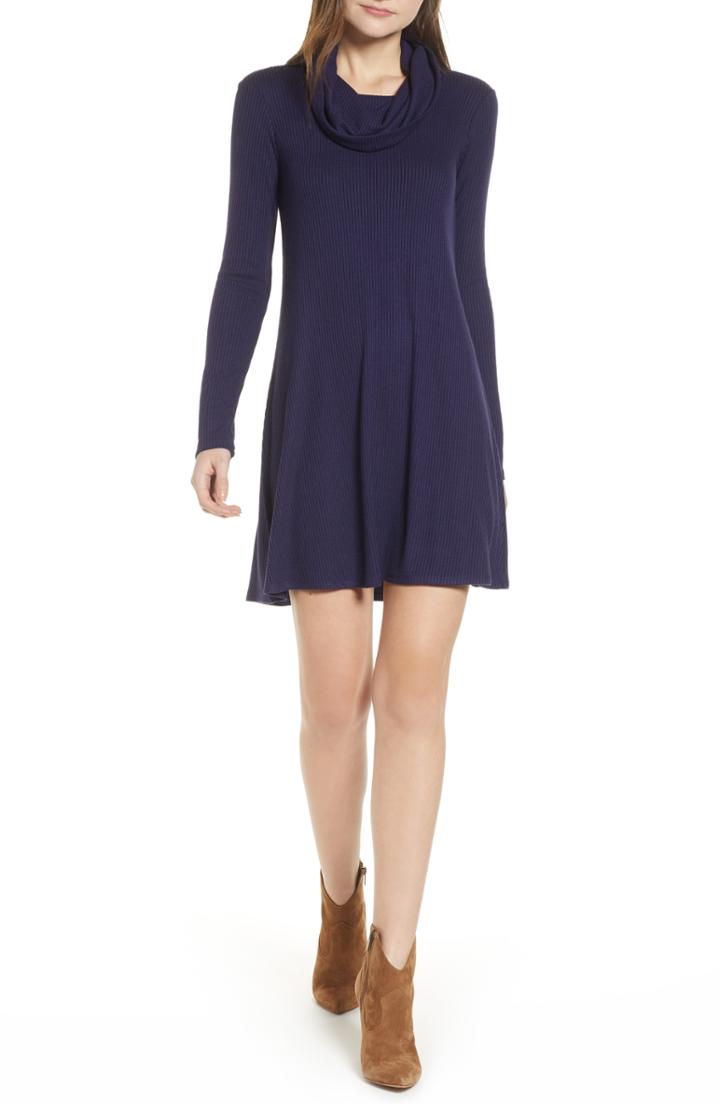 Women's Socialite Maddie Cowl Neck Swing Dress - Blue