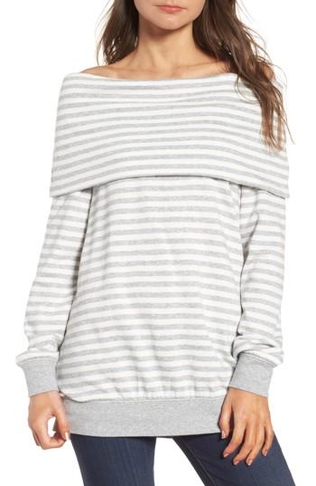 Women's Hinge Off The Shoulder Sweatshirt, Size - Grey