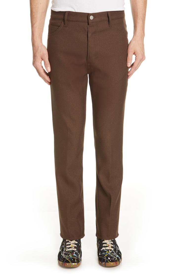 Men's Maison Margiela Straight Leg Twill Pants - Brown